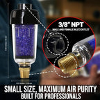 LEMATEC Compressed Air Dryer with Desiccant Filter System - Removes Oil, Water & Moisture for Pneumatic Tools, HVLP Paint Spray Guns - 150 PSI, 22 CFM Flow Rate - 3/8"