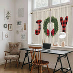 Red Green Christmas Kitchen Curtains 54 Inch Long 2 Panel Set, Rod Pocket Window Curtains Panels, Farmhouse Xmas Botanical Winter Light Filtering Drapery Draperies for Bathroom Bedroom 52"W x 54"L