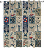 Oceans Outdoor Curtains for Patio Shell Starfish Whales Summer Vintage Waterproof Outside Curtains with Grommet Top Weatherproof Curtain for Cabana Pergola Gazebo, 2 Pack, 54" W x 84" L