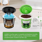 Aussen Disposable Coffee Paper Filters Replacement Kerig Filter Fit All Keurig Single Serve Filter Brands Compatible with Reusable Single Serve Pods Keurig Coffee Maker (White with Lid, 200pcs)