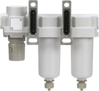 PneumaticPlus SAU430-N06G-MEP Three Stage Air Drying System Particulate Air Filter, Coalescing Filter, Air Pressure Regulator Combo 3/4" NPT - Metal Bowl, Manual Drain, Bracket, Gauge
