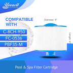 8CH-950 Spa Filter Cartridge Replaces for 10-2785 Spa Filter, PBF35, PBF50-F2S, FC-0536, XLS-834, 15052, AK-90311, 50 sq.ft SAE Thread Bull Frog Spa Filter (2pc)