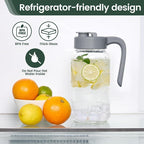Mason Jar Pitcher - Airtight & Leakproof Glass Pitcher with Lid, Perfect for Breastmilk, Cold Brew, and Sun Tea, 2 Quart (64 oz) Mason Jar with Pour Spout Lid