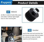 2Pcs 12mm Air Filter Mini Universal Vent Crankcase Cold Air Intake Breathe Filter for Car and Motorcycle (Black)
