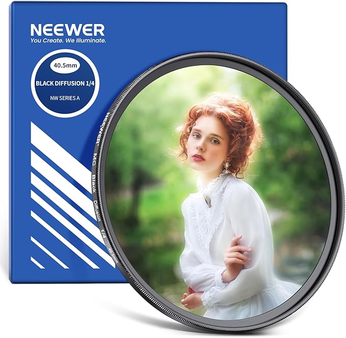NEEWER 40.5mm Black Diffusion 1/4 Filter Dreamy Soft Cinematic Camera Lens Effect Filter Ultra Slim Water Scratch Resistant Optical Glass Multiple Nanocoatings for Video/Vlog/Portrait Photography