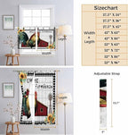 Farmhouse Rooster Kitchen Curtains 45 Inch Length, Short Cafe Window Curtains Tab Top, Rustic Red Barn Windmill Sunflowers Light Filtering Window Treatments Tier Drapes 27.5"x45" 2 Panel