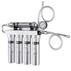 Vortopt Under Sink Water Filtration System,NSF Certified to Standards, Stainless Steel Water Filter,0.01μm Fine Filtration,Retains Beneficial Minerals,with Pressure Gauge,U2 (5 Filters)