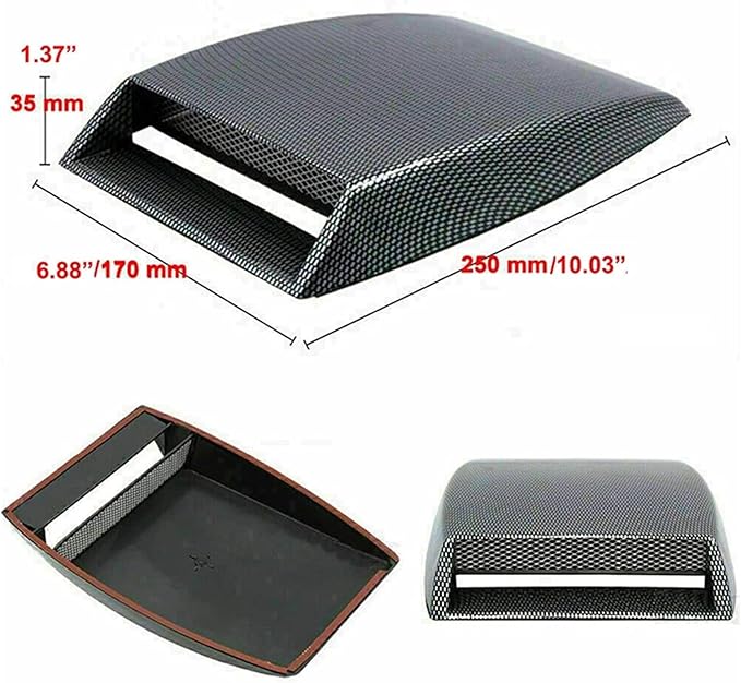 Car Air Flow Intake Hood Scoop Vent Bonnet Decorative Covers Kit Universal Compatible With BMW And Audi Compatible With Benz And Focus(Carbon look)