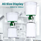 500ml Vacuum Filtration System, Disposable Sterile Vacuum Filter Units with PES Membrane, 0.22μm Pore Size, 90mm Diameter for Laboratory, Chemistry, Graduated, Individually Wrapped, Pack of 12