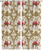 2 Panel Kitchen Cafe Curtains, Camels Palm Trees Sunlight Filtering Nature Air Through, Window Decor Tier Curtains for Living Room 80W x 84L inch Desert Date Coconut Trees Leaves Cords Beige
