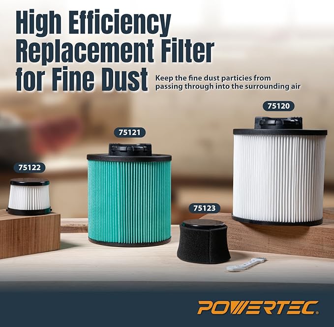 POWERTEC DCV5011H HEPA Filters for DeWalt DCV501HB 20V Cordless Handheld Vacuum 4 Pack, Cartridge Filter for DeWalt Vacuums (75122-P4)