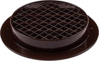 4" Brown Vent Cover - Aluminum - Industrial Round Air Vent Louver - Metal Soffit Vent with Screen - Mesh - Round Vent Grille for House Or Garage Wall