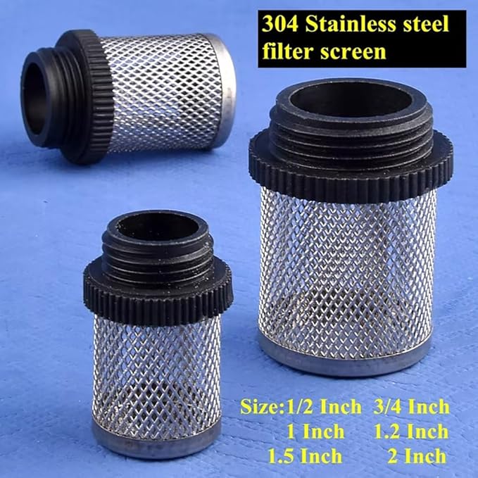Durable 304 Stainless Steel Water Filter Screen - 1/2" to 2" External Thread for Aquariums, Ponds, Hydroponics(10Pcsx1/2In)