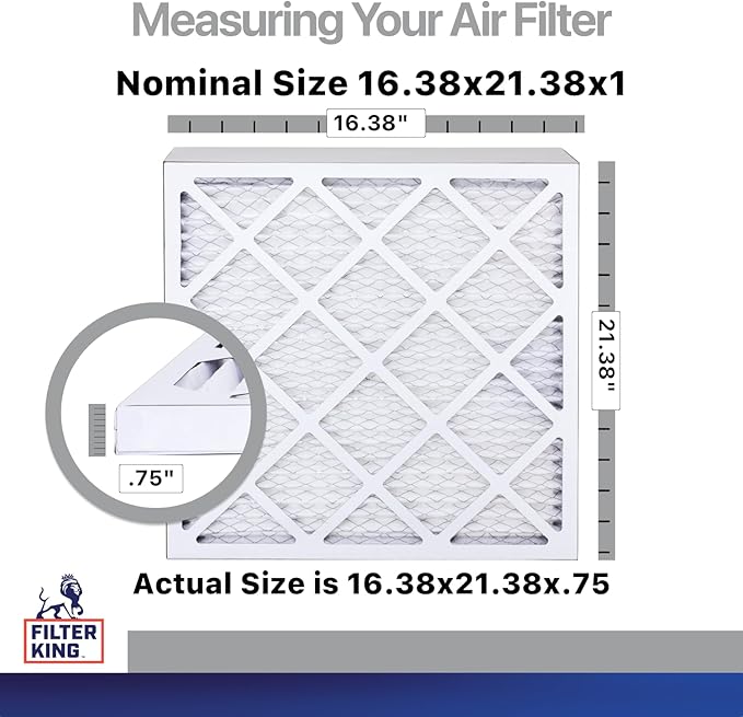 Filter King 16.38x21.38x1 Air Filter | 4-PACK | Carbon MERV 8 HVAC Pleated A/C Furnace Filters | MADE IN USA | Actual Size: 16.38 x 21.38 x .75"