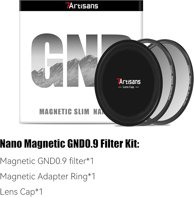 7artisans Nano Magnetic Filter UV Filter ND Light Reduction Filter/CPL Polarization Filter/GND Gradient Filter/Black Mist 1/4 Portrait Photography Filter Suitable for Lens(67mm GND0.9)