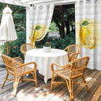Lemons Yellow Summer Fruit Vintage Wood Outdoor Curtains for Patio Waterproof Outside Curtains with Grommet Top Weatherproof Curtain for Cabana Pergola Gazebo, 2 Pack, 54" W x 84" L