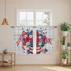 Independence Day Kitchen Tier Curtains 45 Inch Long 2 Panel Set,Rod Pocket Short Window Treatment,4 of July Rose Wooden Grain Vintage Light Filtering Curtains & Drapes for Bathroom 27.5"W x 45"L