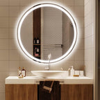 Bathroom Mirror with LED Lights, Wall Mounted Round Mirror, Mirror for Wall with Touch, 3 Colour and Demister Pad, IP44 Dimmable Bathroom Vanity Mirror(A,39.3"/100cm)