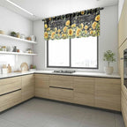 Summer Floral Sheer Valance Curtains, Watercolor Sunflower Eucalyptus Leaves Letter Print Light Filtering Kitchen Valances Rod Pocket Voile Curtain Treatment for Bedroom/Living Room/Basement 54Wx18L