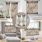 Farmhouse Wood Grain Bedroom Curtains 63 Inch Length, Window Curtains Tab Top, Vintage Country Barn Gate Brown Light Filtering Window Treatments Drapes 42"x63" 2 Panel