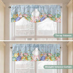 Spring Easter Tie Up Valance Curtains for Windows, Kitchen Curtains Window Shades, Rabbit Ears Foot Colorful Eggs Wooden Plank Light Filtering Roman Curtain Valances for Bedroom/Bathroom/Cafe 42"x18"