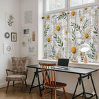 Spring Daisy Tier Curtains, Farmhouse Country Flower Leaf Plant Wood Grain Light Filtering Kitchen Curtains, 2Pcs Rod Pocket Half Window Treatments Panels for Sink Cafe Cabinet Basement 27.5x45 Inches