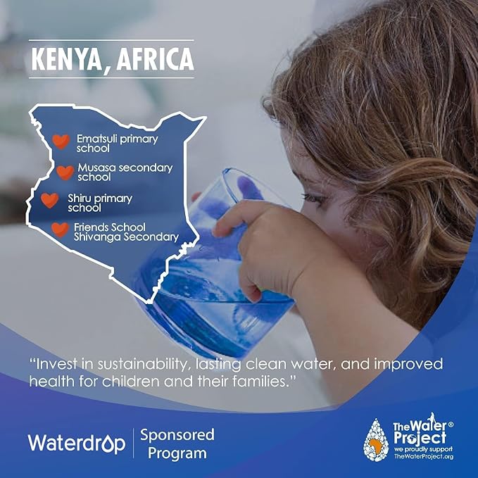 Waterdrop Gravity-fed Water Filter System, Reduces Lead and up to 99% of Chlorine, NSF/ANSI 42&372 Standard, with 2 Black Carbon Filters and Metal Spigot, King Tank Series, WD-TK-A