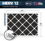 BNX TruFilter 18x24x1 MERV 12 Odor Defense (6-Pack) AC Furnace Air Filter with Activated Carbon - MADE IN USA - Pleated Air Conditioner HVAC AC Furnace Filters - Removes Odor, Mold, Bacteria, Smoke