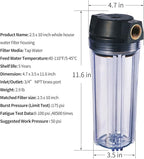 Geekpure 10-Inch Whole House Slim Water Filter Housing with Pressure Relief Valve - 3/4" NPT Brass Port-Fit for 2.5" x 10" Filters-Clear Pack of 3