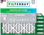 Filterbuy 18x18x2 Air Filter MERV 8 Essential Dust & Allergy Defense (6-Pack), Electrostatic Pleated HVAC AC Furnace Filters Replacement, Made in USA (Actual Size: 17.75 x 17.75 x 1.75)