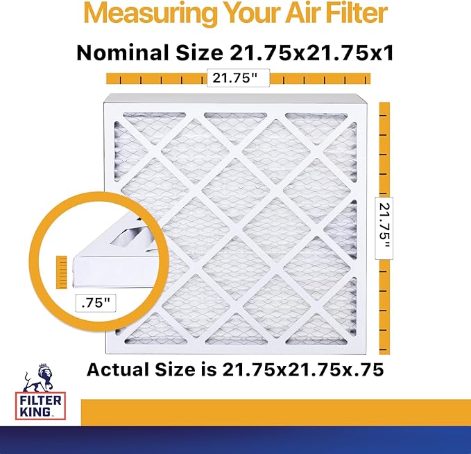 Filter King Air Filters 21.75x21.75x1 | 4-PACK | MERV 13 HVAC Pleated AC Furnace Filters | Air Purifier | Replacement Filters for Clean, Healthy & Fresh Environment | MADE IN USA