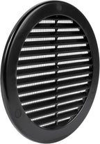 Vent Systems 6" Inch (Opening Dimensions) - Pack of 2 - Black Soffit Vent Cover - Plastic Round Air Vent Grille - Built-in Mesh Screen - HVAC Register Louver for Bathroom, Home, Kitchen