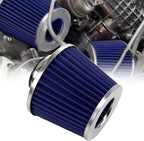RYANSTAR RACING 63mm 2.5" High Flow Round Tapered Cone Cool Air Filter Cleaner with Top Filter Design Short 153mm tall Blue