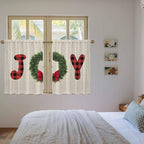 Red Green Christmas Kitchen Curtains 54 Inch Long 2 Panel Set, Rod Pocket Window Curtains Panels, Farmhouse Xmas Botanical Winter Light Filtering Privacy Draperies for Bedroom Laundry 42"W x 54"L