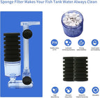 UPETTOOLS 10-40 Gla Aquarium Sponge Filter Ultra Quiet Aquarium Air Pump Small Sponge Fish Tank Filter Comes with 2 Sponges 2of Bio Ceramic Media Balls