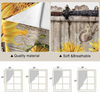 Farmhouse Sunflowers Swag Valances for Windows, Rustic Barn Doors Flowers Butterfly Wooden Rod Pocket Kitchen Curtains Valance, Small Window Curtains Swag for Cafe Living Room, 2 Panels, 28x36 inch