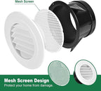 Soffit Vents 6 Inch, Round Exhaust Air Vent Cover with Built-in Fly Screen for Bathroom Kithchen Office Home, White 2P