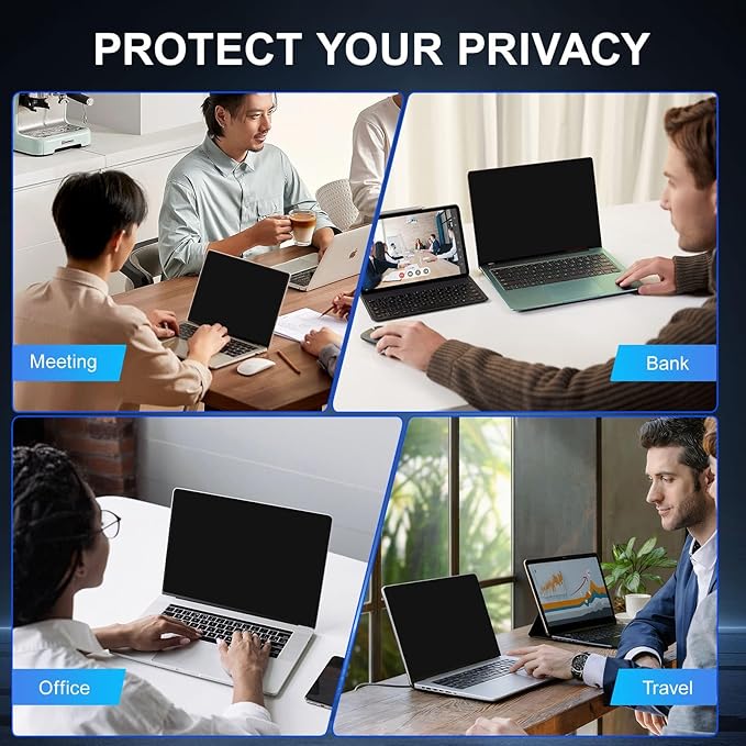 2Pack Magnetic 16 Inch Laptop Privacy Screen 16:10 Aspect Ratio, Removable Anti-Blue/Glare Protector Film, Anti Spy Desktop Security Private Filter 16in