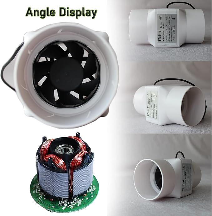 3Inch Inline Duct Fan 10W Air Extractor Booster 12V Air Diffuser Circulation Blower 53 Cfm Intake Ventilation Fan for Ducting, Vents, Grow Tents (Color : Adjustable Speed)
