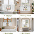 Easter Bunny Kitchen Tier Curtains 24 Inch Long 2 Panel Set,Rod Pocket Cafe Small Window Curtains Over Sink,3D Optical Illusion Farmhouse Flower Wood Grain Light Filtering Short Drapes 27.5"W x 24"L