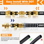 50PCS Brass DOT Air Brake Hose End Fitting Kit, Dazakoot J1402 Air Brake Fitting Assortment Kit for Replacement, Air Brake Hose Assembly Kit (Connector, Nut Tube, Spring and Sleeve Tube)