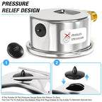 MEANLIN MEASURE -30inHG~60Psi Vacuum Gauge Stainless Steel 1/4" NPT 2" FACE DIAL Waterproof for Air Compressor HVAC Negative Pressure Hand Pump Pool Lower Mount, with 1/2" NPT and 3/8" NPT Hex Bushing