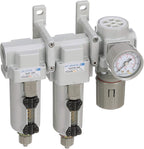 PneumaticPlus SAU330-N03G-MEP Three Stage Compressed Air Drying System - Particulate Air Filter, Coalescing Filter, Air Pressure Regulator Combo 3/8" NPT - Metal Bowl, Manual Drain, Gauge
