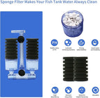UPETTOOLS Aquarium Biochemical Sponge Filter (15-55 Gallon) - Ultra-Quiet Air Pump, Double Head, Bio Foam & Ceramic Media, Ideal for Saltwater/Freshwater Tanks