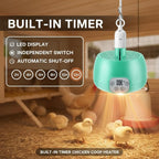 Enhon 1 Set Chicken Coop Heater, Timing Heat Lamp for Chickens, Smart Temperature Control Chicken Brooder Heater Greenhouse Warmer, 5 Ft Ultra Long Cable Reptile Heating Lamp for Chicks Duck Dog Cat