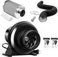 iPower 4" 195 CFM Inline Fan with Upgrade Air Carbon Filter, 8 FT Black Ducting & Rope Hanger, Ventilation System for Grow Tent, Hydroponics, Air Circulation