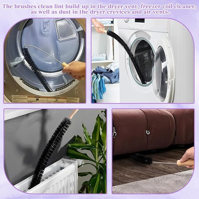 WH01X35719 Lint Filter Compatible with Ge Profile Washer Dryer Combo Foam Filter for PFQ97HSPV0DS Combo Washer Dryer Filter with Lint Brush (1 Long Handled Brush & 1 Full Bristle Brush)- 6 Pack