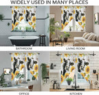 Retro Farmhouse Floral Swag Valances for Windows, Yellow Sunflowers Cows Butterfly Wood Rod Pocket Kitchen Curtains Valance, Kitchen Window Curtains Swag for Cafe Living Room, 2 Panels, 36x63 inch