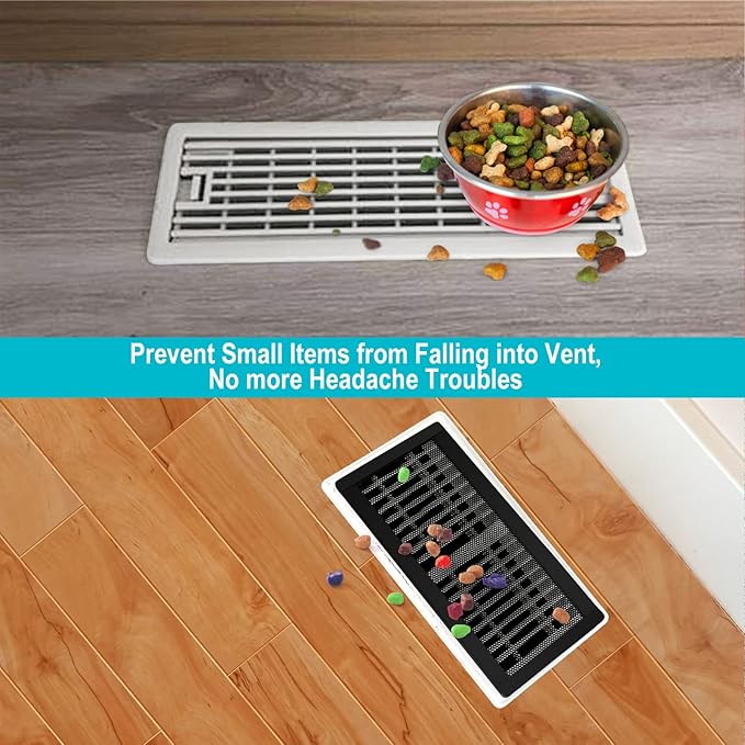 Magnetic Floor Register Vent Covers, 4 x 12 Inch Air Vent Filter Mesh, Sticky Magnet PVC Vent Screen Net for Wall Ceiling Floor Catches Toys Snacks Pet Hair and Pet Food 4 Pack…