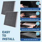 2PCS Cabin Air Filter Accessories for Subaru Ascent, Crosstrek, Impreza, Legacy, Outback, Toyota C-HR, Corolla, Prius, RAV4, Venza Activated Carbon Cabin Filter Automotive Replacement for 72880-FL00A